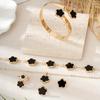 1set Radiant Lucky Flower Jewelry Set Sparkling Earrings, Necklace, Bracelet, Bangle & Ring - Fashion-Forward Alloy Ensemble for Women - Perfect Gift