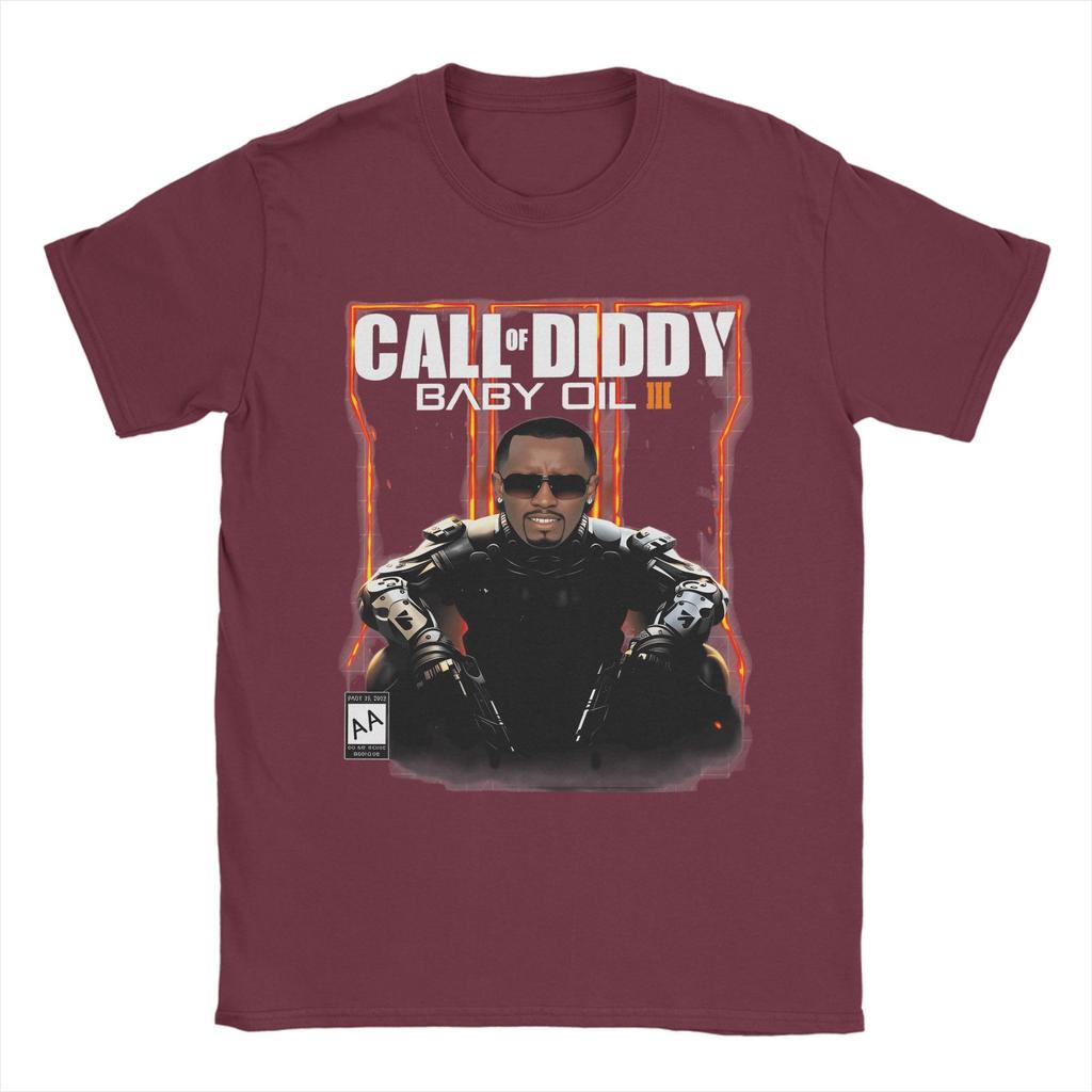Call of Diddy Party Brainrot Sigma Футболки для унисекс Чистый хлопок Модная футболка С круглым вырезом Футболки Топы с коротким рукавом 4XL 5XL
