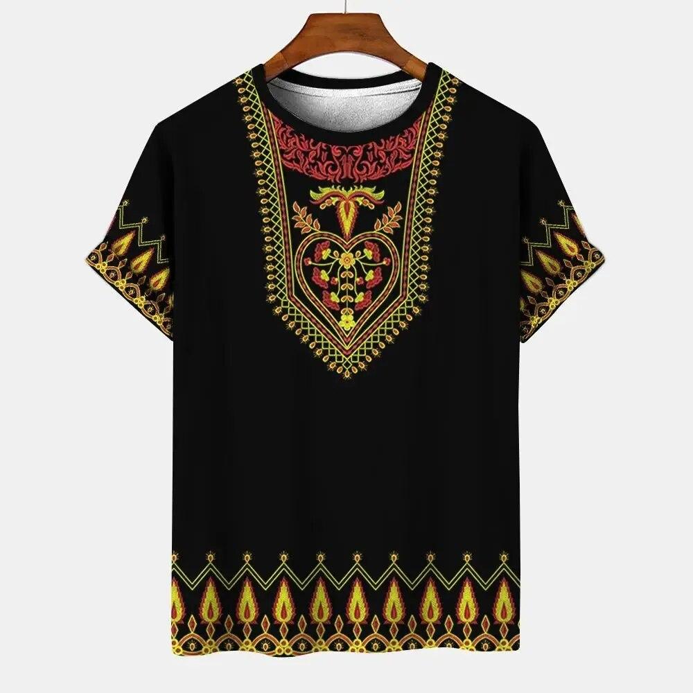 Летняя винтажная футболка в этническом стиле с 3D принтом для мужчин и женщин, футболка с коротким рукавом и круглым вырезом, повседневные праздничные топы, топы больших размеров, одежда Y2k
