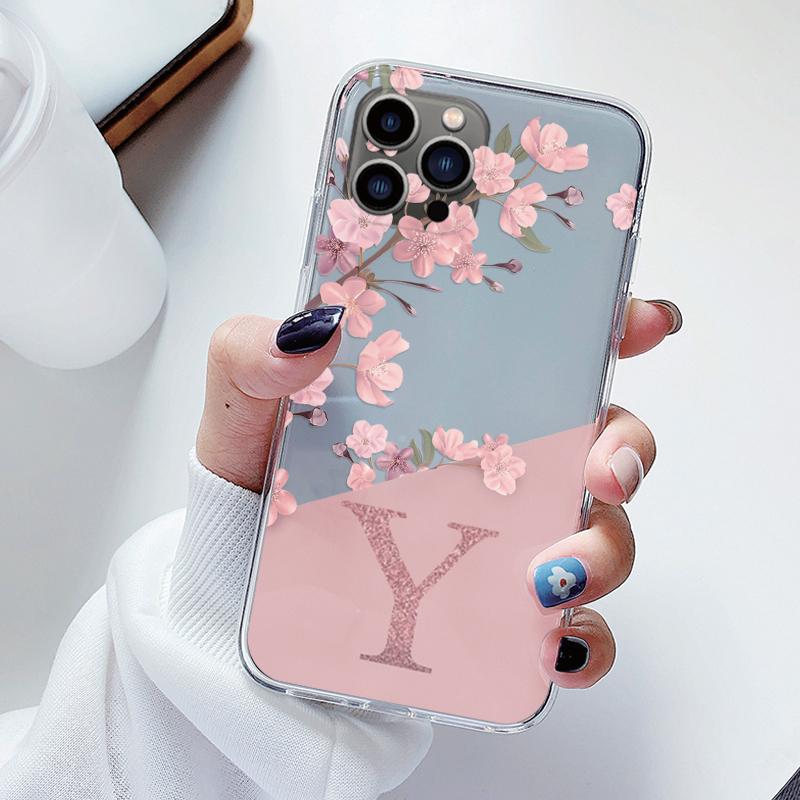 Цветы Буквы Чехол Для iphone 12 Pro Max 12 Capa Прозрачные Мягкие Силиконовые Чехлы Для iphone 12 Fundas Алфавит Прозрачные Сумки