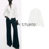Spring New Women's Clothing Minimalist Style Bow Tie Drape Loose Long Sleeves Lapel Casual Shirt 2298057