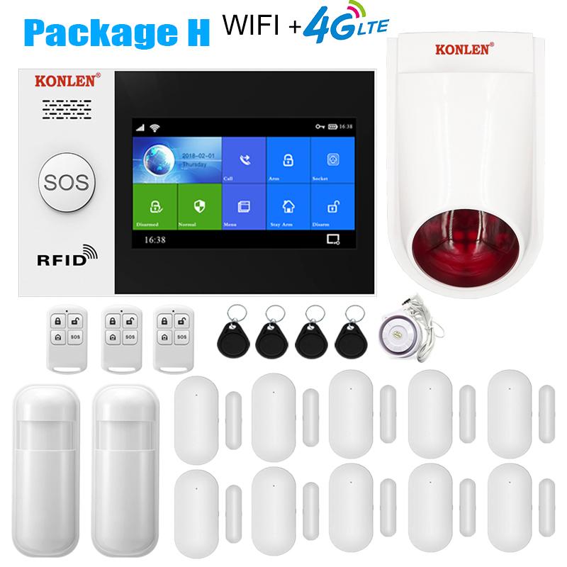 Tuya Smart Alarm System Security Home WIFI 4G GSM Touch Screen Panel Hub Wireless Kit with Camera Solar Siren Motion Door Sensor