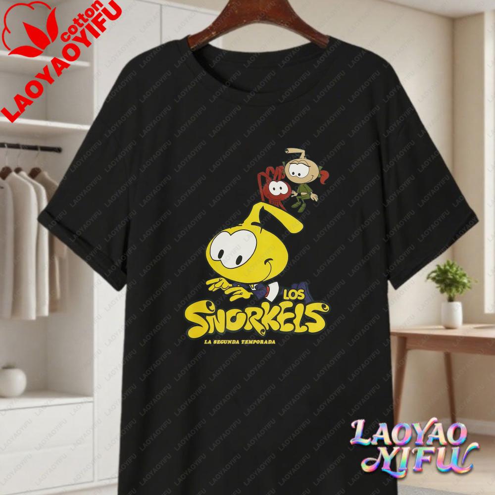 Snorks Cute Character Printed Short Sleeve Tee High Quality Cotton Casual Tshirt Retro 80s Cartoon Loose Tops Fashion Streetwear