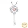 Новый цветок-сердце-ключ 1,9 карата, розовый морганитовый сапфир, стерлинговое серебро 925 пробы, ожерелье для женщин без цепочки