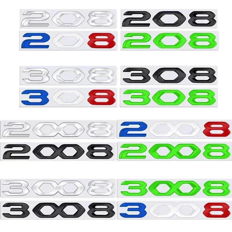 3D Metal Car Front Emblem Sticker for Peugeot 208 308 408 508 2008 3008 4008 5008 Auto Body Rear Trunk Letter Badge DecalsY