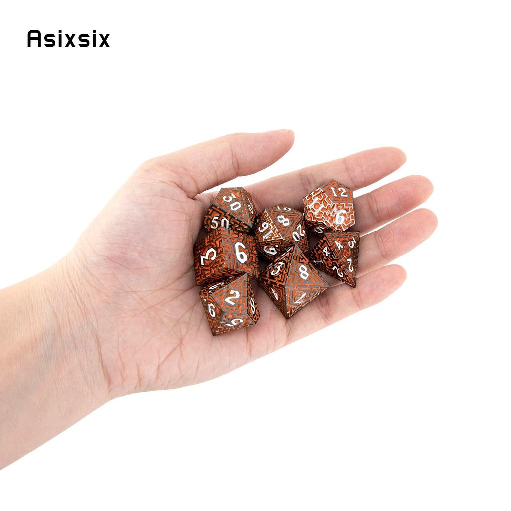 7 шт. красно-белые металлические кубики-лабиринт, набор твердых металлических многогранных кубиков, подходящий для ролевой игры, настольной игры, карточной игры