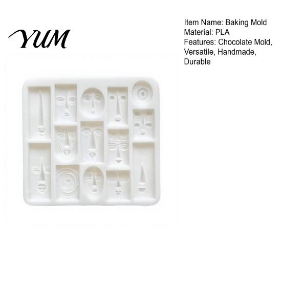 Artistic Face Shape Fondant Cutter Art Styling Baking Mold, Multi-grid Flexible Geometric Texture Tray, Creative DIY Dessert Making Supplies Abstract