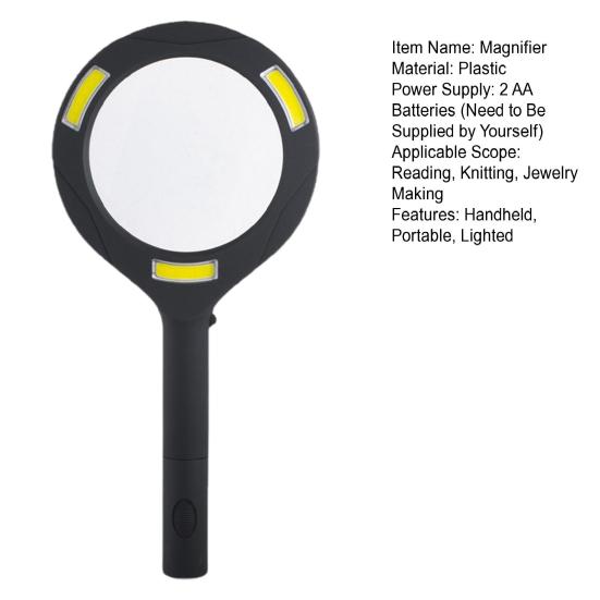 Увеличительное стекло с 3 лампами Многофункциональная портативная 3-кратная лупа Ручная лупа с подсветкой для пожилых людей Чтение осмотра монет Ювелирные изделия