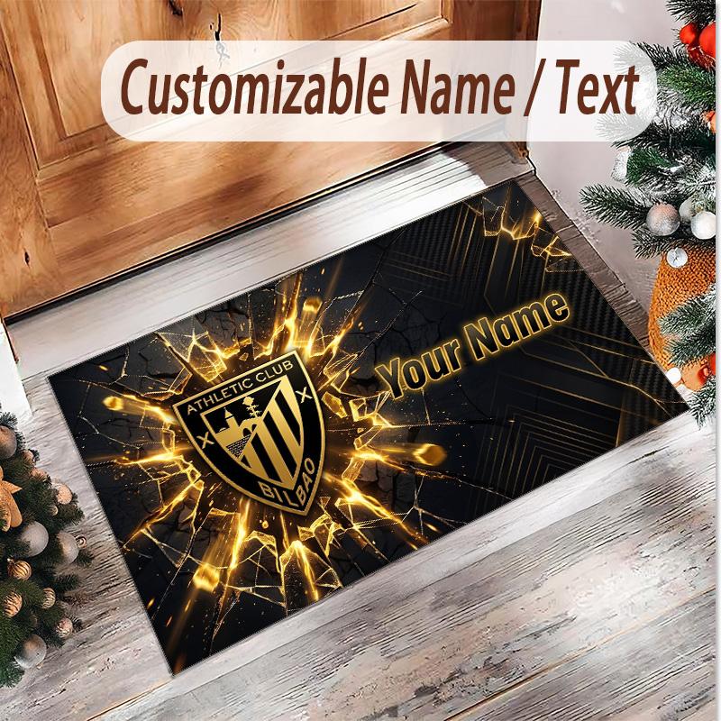 Personalized Crystal Velvet Carpet Athletic Bilbao FC Pattern Non Slip Floor Rug