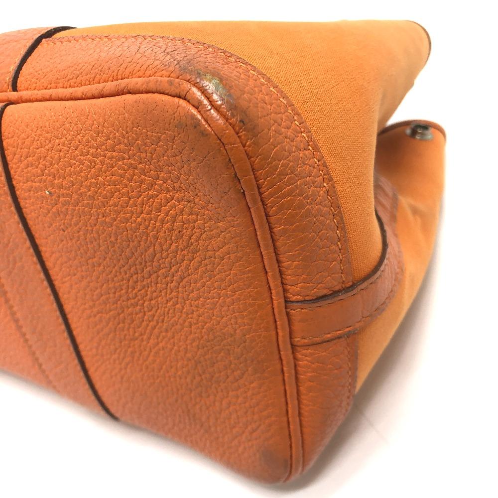 HERMES Garden Party TPM Tote Bag Hand Bag Leather/Canvas Orange