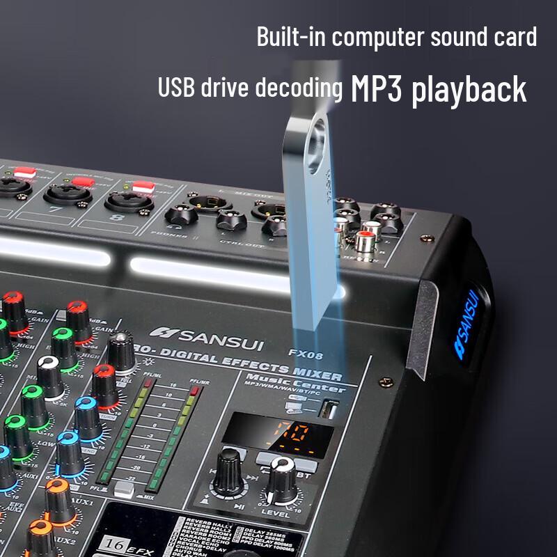 Sansui FX08 Professional 8-Channel Audio Mixer CN plug (adapter included)