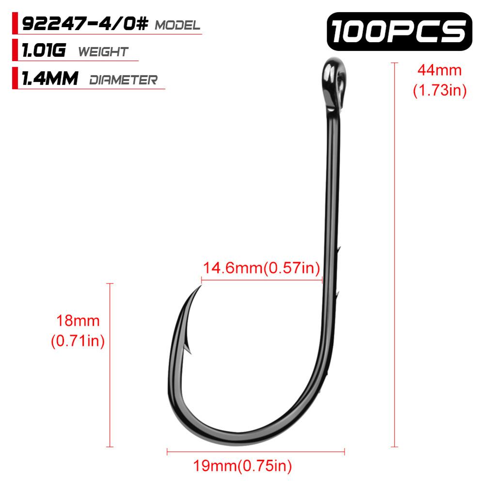 100pcs High Carbon Steel 1#-6/0# Fishing Hook Single Barbed Hook Fishing Accessories