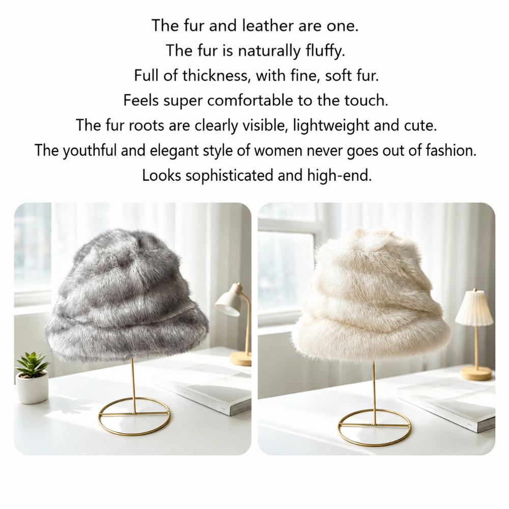 Faux Fur Winter Hat Scarf Set Thick Warm Fisherman Hat Scarf Fashion Plush Snood Scarf Women