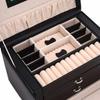 Jewelry Box 3 Tier with Mirror Lockable Black