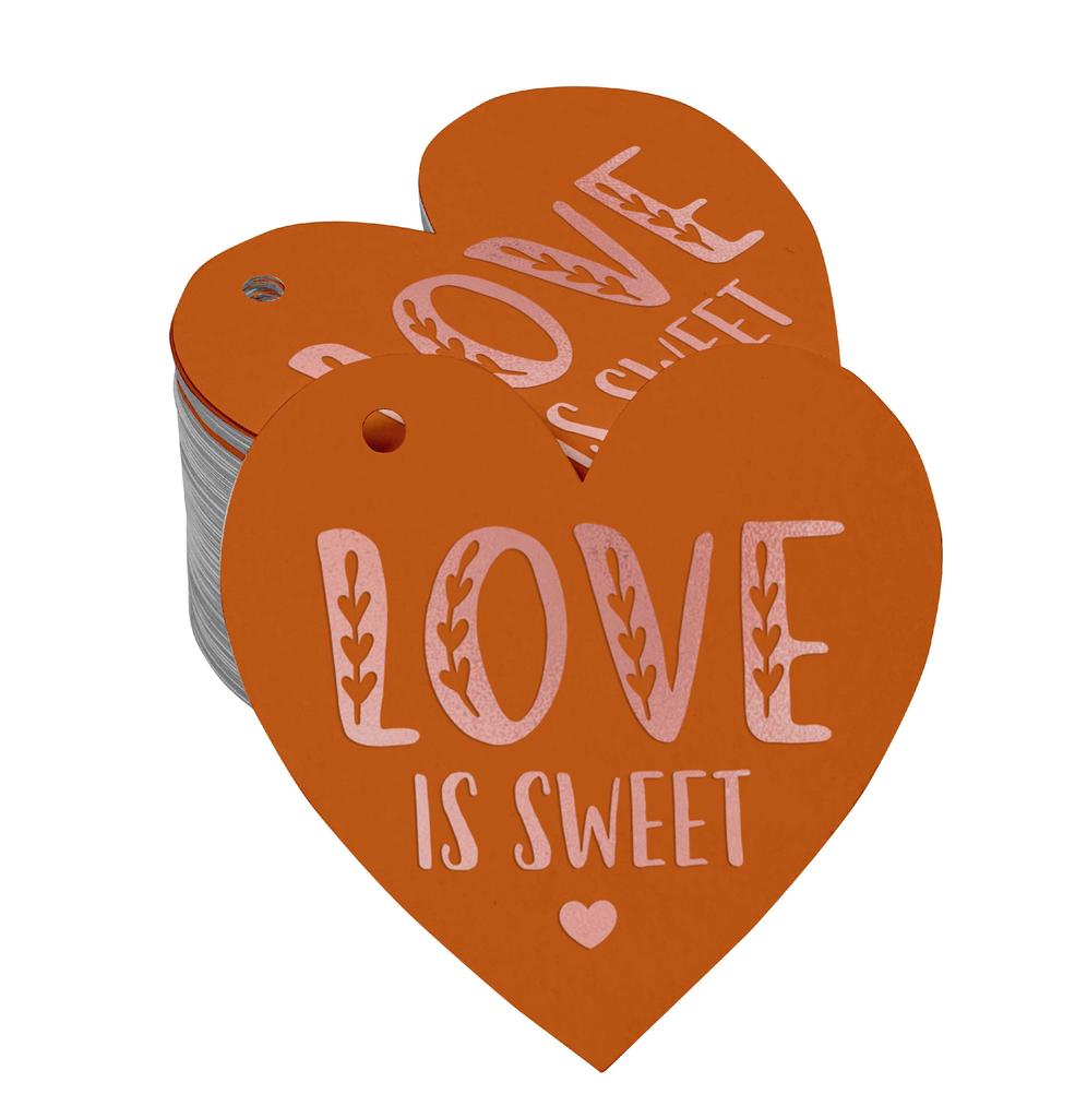 Inkdotpot 100 шт. в упаковке бирка из настоящей серебряной фольги Love Is Sweet на свадьбу