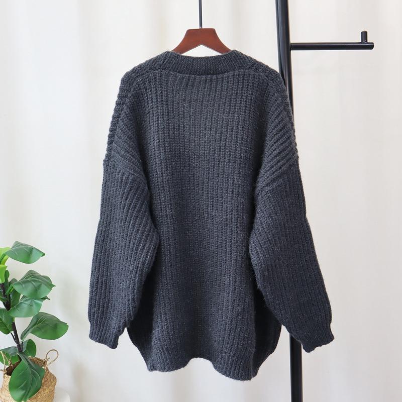 Осень и зима новый свободный вязаный кардиган с джинсовыми вставками и карманами, свитер-куртка женская