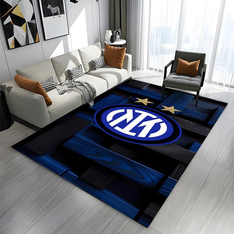 Inter Milan Logo on Abstract Design Patterned carpet a non slip rug suitable for all seasons and any setting, gift