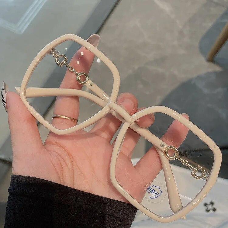 Большие квадратные очки, женские модные синие светозащитные женские очки, модные очки для чтения