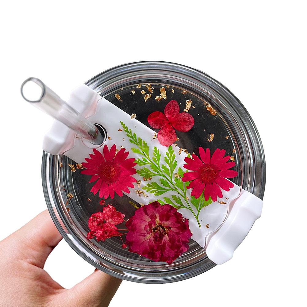 Изысканная крышка из сухоцвета для крышки Stanley Cup, силиконовая крышка, сушеные аксессуары, 40 унций, водяной цветок C5A3