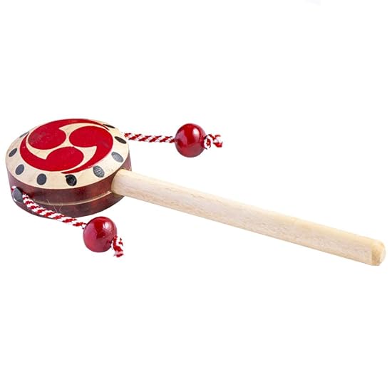 Yamashita kogei Folk Art Natural dia.5×16.5cm Made in Japan Wooden Denden Daiko (Pellet Drum) Bagged 42