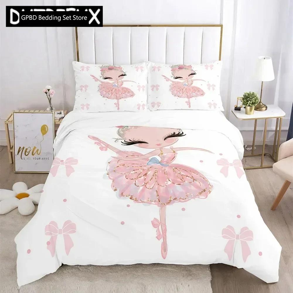 Cartoon Ballet Girl 3D Printed Bedding Set Duvet Covers Pillowcases Comforter Bedding Set Bedclothes Bed Linen