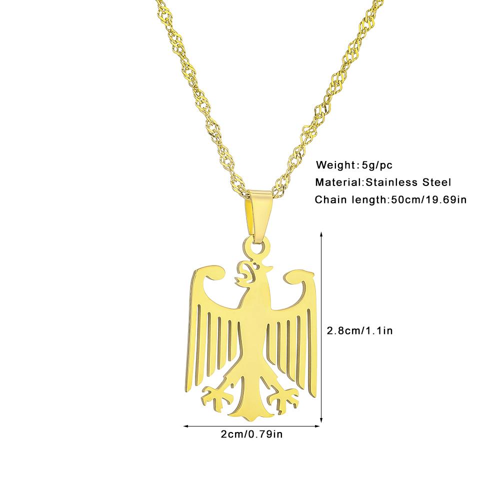 Us Stainless Steel Eu Trendy Germany Eagle Pendant Necklace Unisex Couple Ethnic Style Patriotic Jewelry Gift