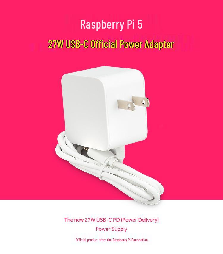 Блок питания Raspberry Pi 5 USB-C 27 Вт 5,1 В 5 А