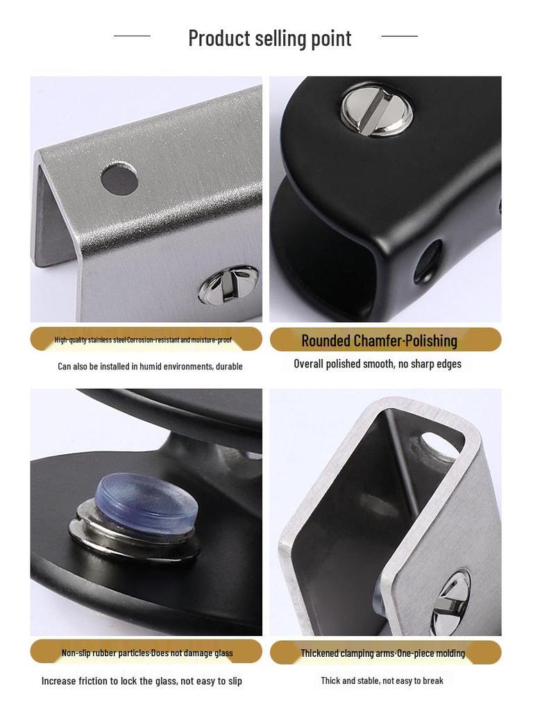 Полукруглый квадратный зажим для стекла из нержавеющей стали, кронштейн для полки