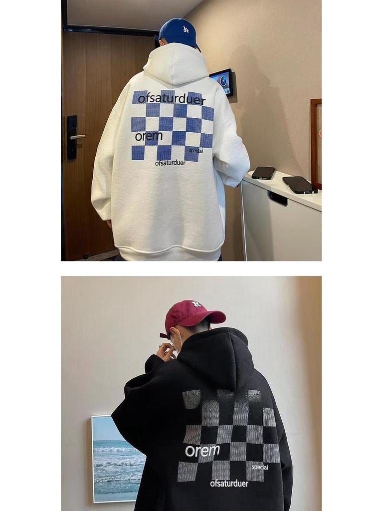 Мужская толстовка с капюшоном в стиле Гонконга большого размера — модная американская толстовка для весны и осени