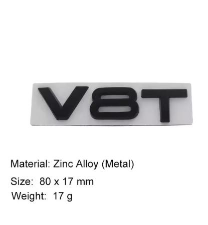 3D V8T V6T V6 V8 T car Hood Fender trunk Rear Bonnet Nameplate Decal Emblem Badge Sticker for A1 A3 A5 A6 A4 A7 Q3 Q5 Q7