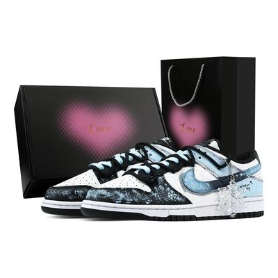 Кроссовки Dunk Зимние Ледяной Снег 1 Сердце Коробка Нескользящие Износостойкие Низкие Кеды для Скейтборда Унисекс Черно-Синие HF5441-100(Команда773-1-)