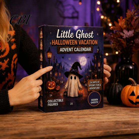 Halloween Themed Calendar Advent Calendar, 24 Days Ghost Countdown with Holiday Decoration Collectible Figures, Gifts for Kids Boys Girls Toddlers