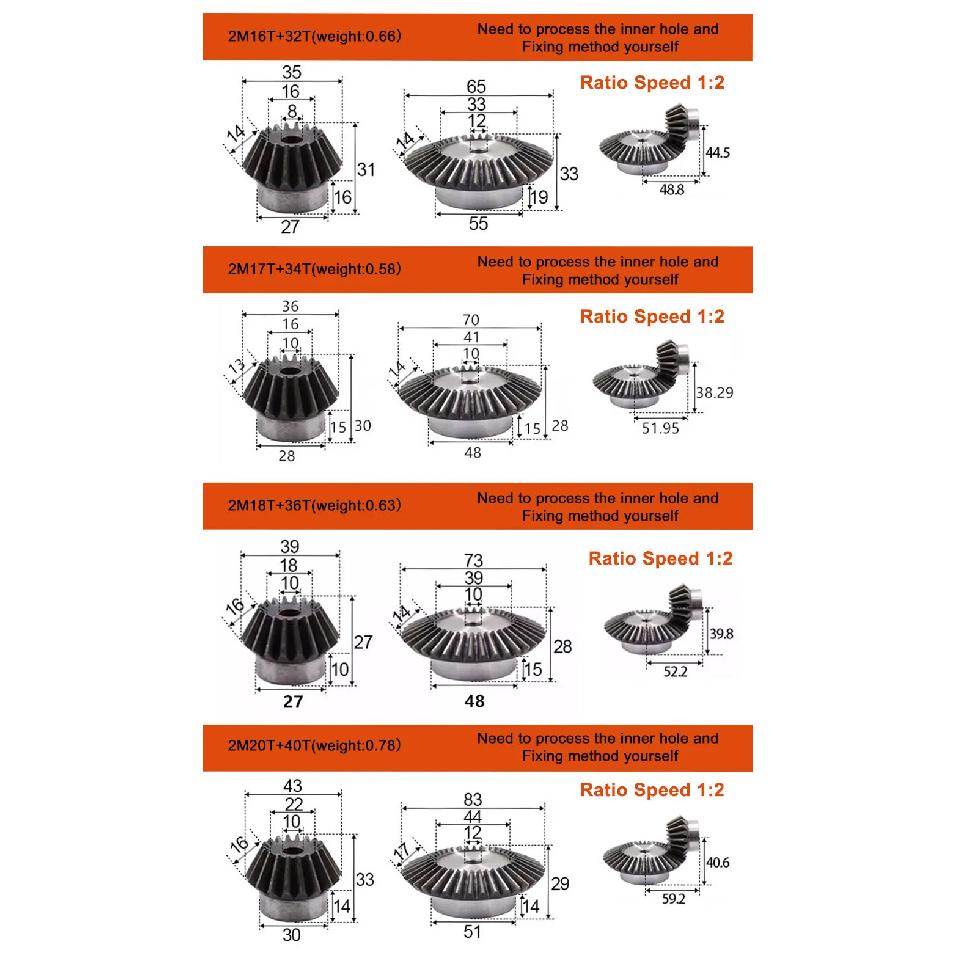 1 Pair Of 90-Degree Transmission Bevel Gears 1M15 Teeth + 30 Teeth Process Hole 6mm Precision Bevel Gear Ratio 1:2