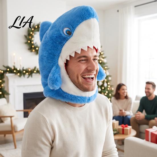 Adjustable Costume Hood for Halloween Shark Hat Mask Adults/Kids, Funny Plush Headgear, Parties Theme Photo Prop Versatile Headgear Carnival