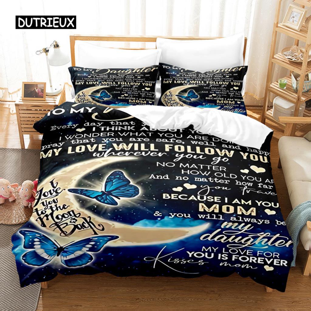 Butterfly Duvet Cover Set Microfiber Flying Golden Butterfly Printed Bedding Set Dreamy Night Butterfly Double Queen King Size