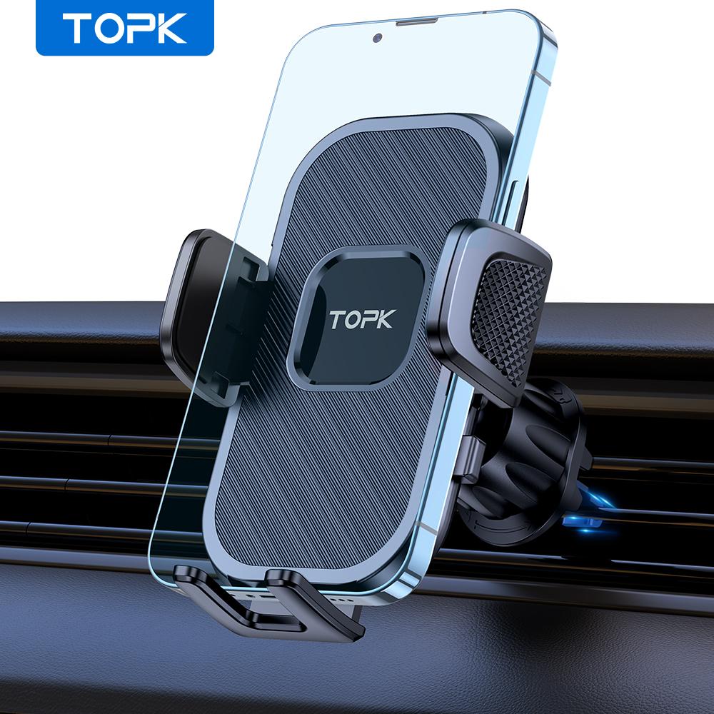 TOPK Car Phone Holder Air Vent Suction Cup Mount for iPhone Xiaomi Samsung Auto Mobile Support GPS Stand Dashboard Bracket
