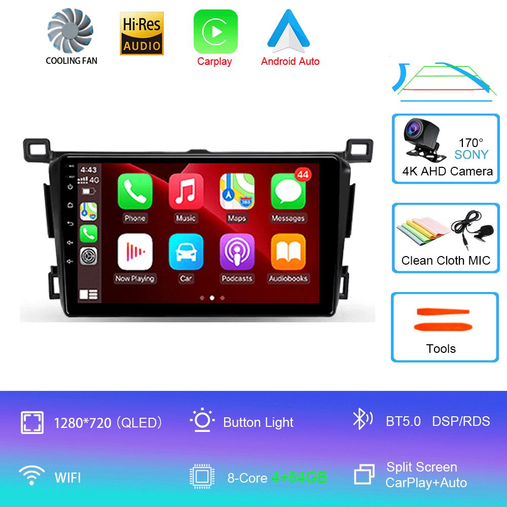 Автомобильное радио Android 14 Carplay Auto для Toyota RAV4 Rav 4 2013 2014 2015 2016 2017 2018 2019 Мультимедийный видеоплеер GPS головное устройство