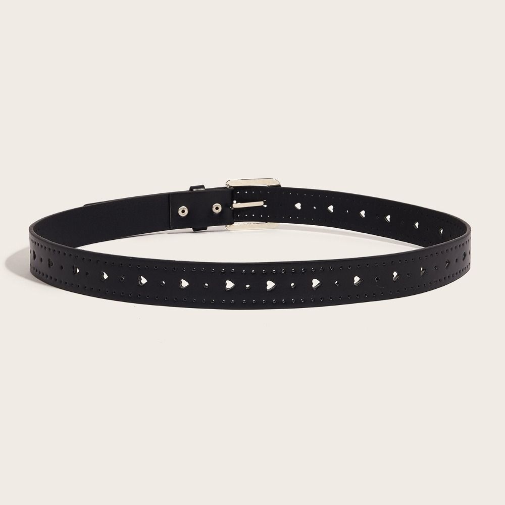 Adjustable Hollow Heart Belt Pin Buckle Rhinestone Buckle Belt Waist Belt For Jeans Dresses