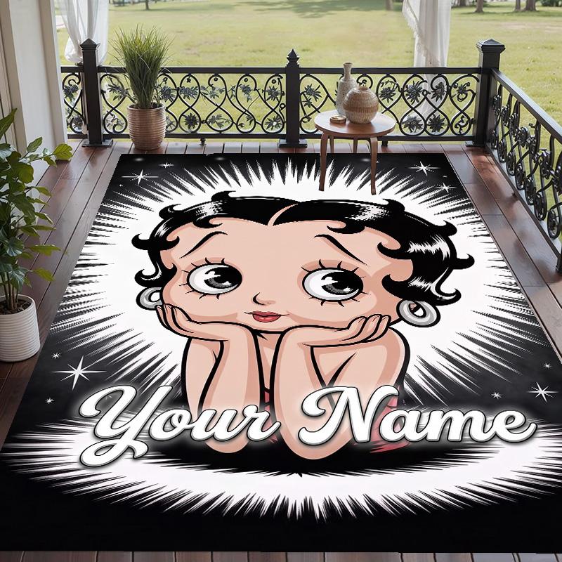Custom Text Betty Boop Pattern Floor Rug Soft Indoor Carpet Mat Living Room Bedroom