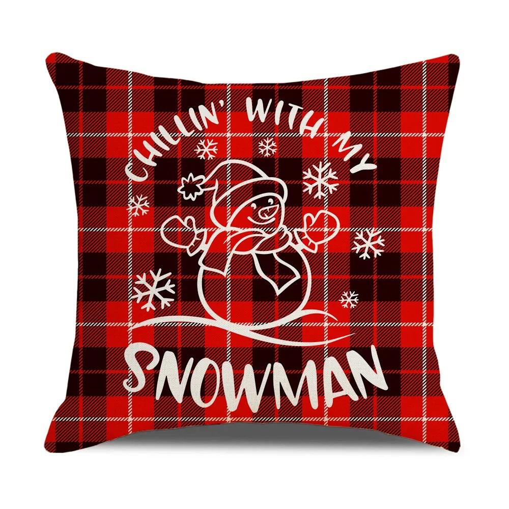 1 шт. наволочка с рождественским украшением Санта-Клаус, гном, рождественская елка, красная клетчатая подушка, набор для украшения комнаты, дома