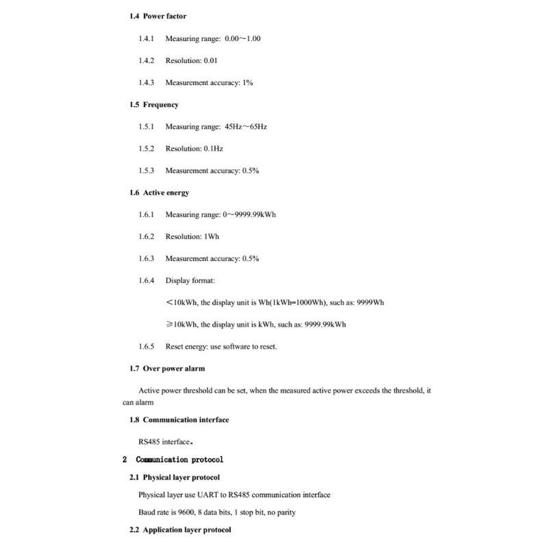 Коммуникационный модуль PZEM-004T TTL Modbus-RTU AC Однофазный 100A Измерение напряжения переменного тока, тока Высокая точность, Прочный