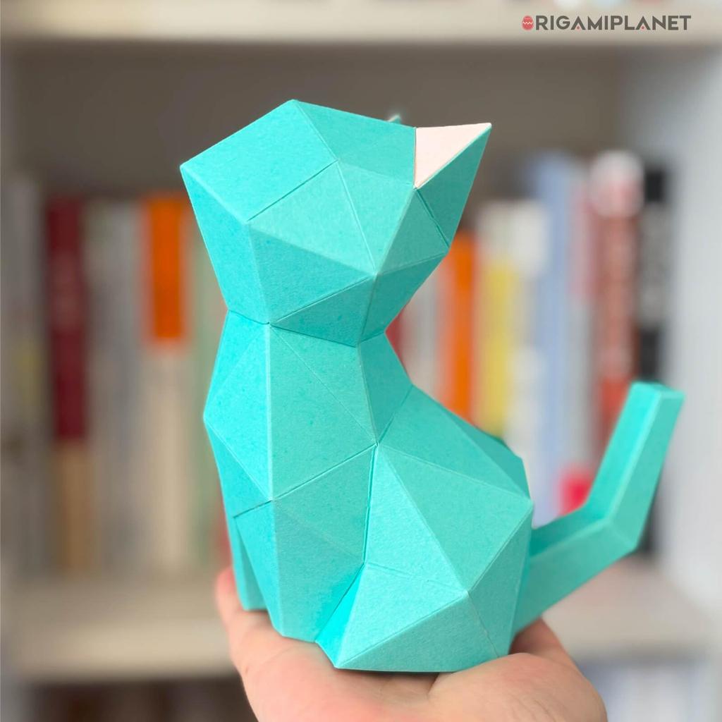 ORIGAMIPLANET 3D Набор для оригами Кот в лунном свете Бумажный Домик Бумажный 3D Бумажный Ручная работа Домашний DIY Набор для творчества в подарок для взрослых и детей Возраст - Котёнок,