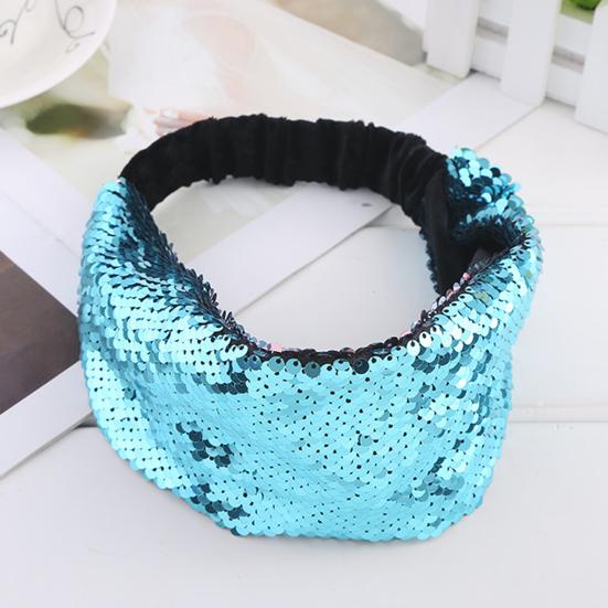 Женская повязка на голову Двусторонняя повязка с блестящими пайетками Эластичная фиксация волос Декоративное украшение Аксессуары для волос