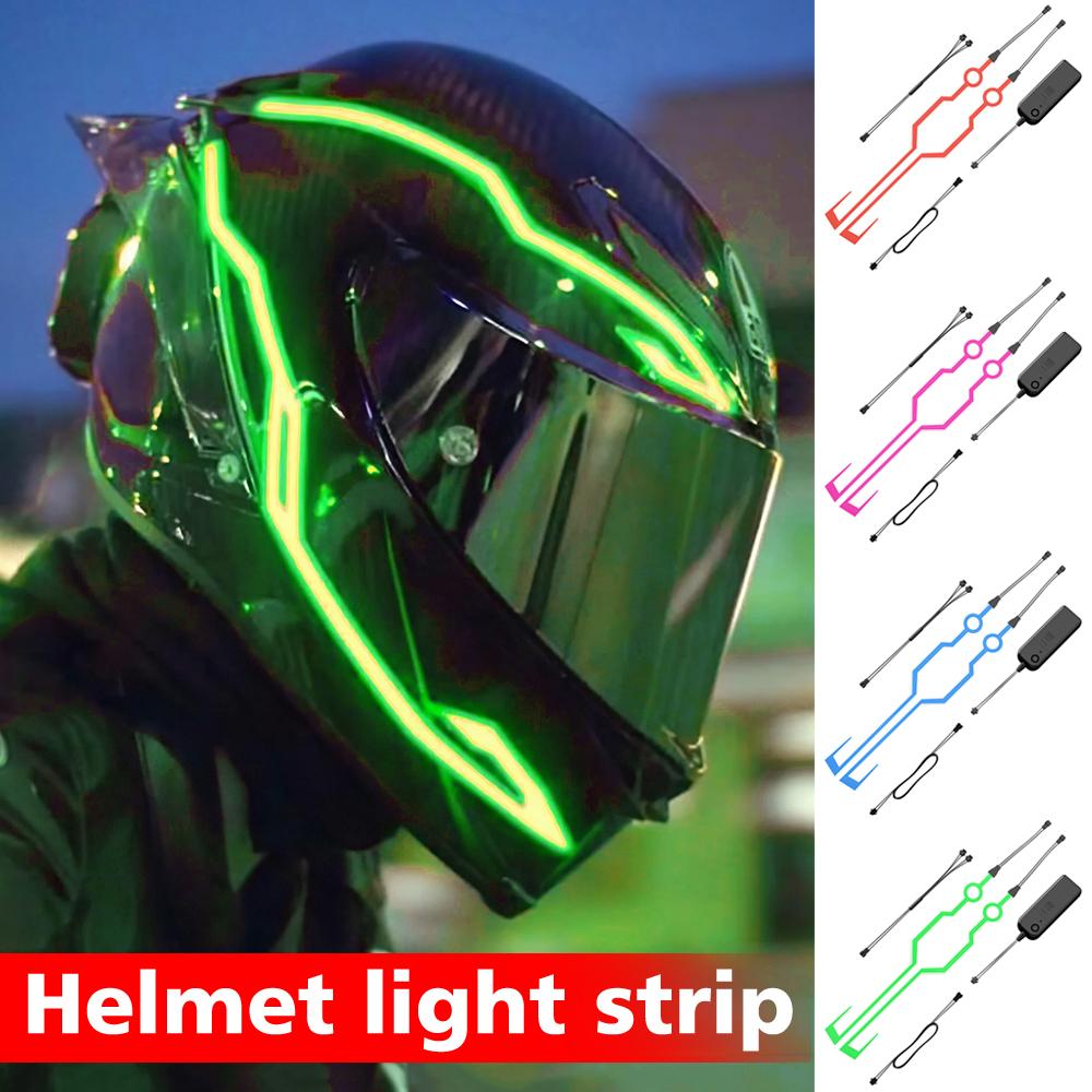 New Waterproof Warning Luminous Helmet Modified Motorcycle Bike Helmets Night Lights Network Red Led Strip Riding Accessories