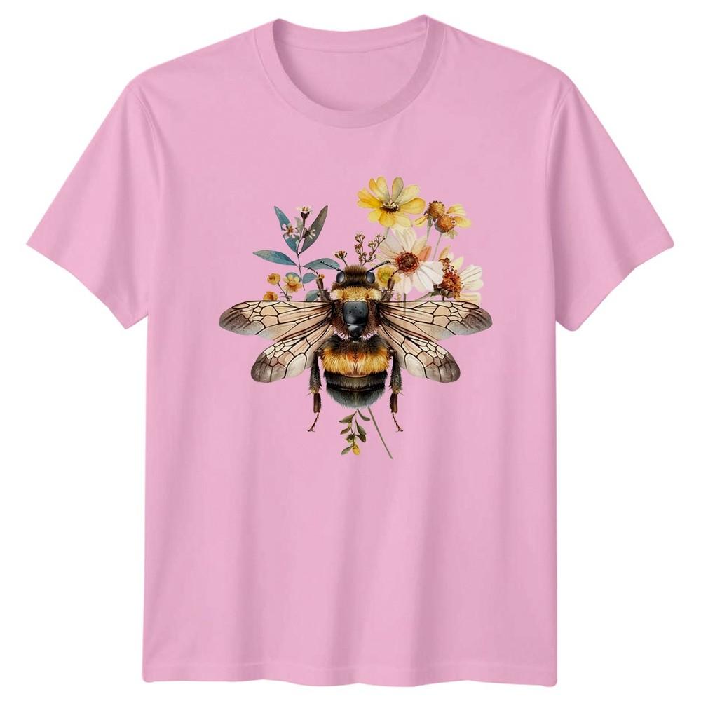 Bumblebee Floral Illustration TShirt Nature Wildlife Gift For Him And Her
