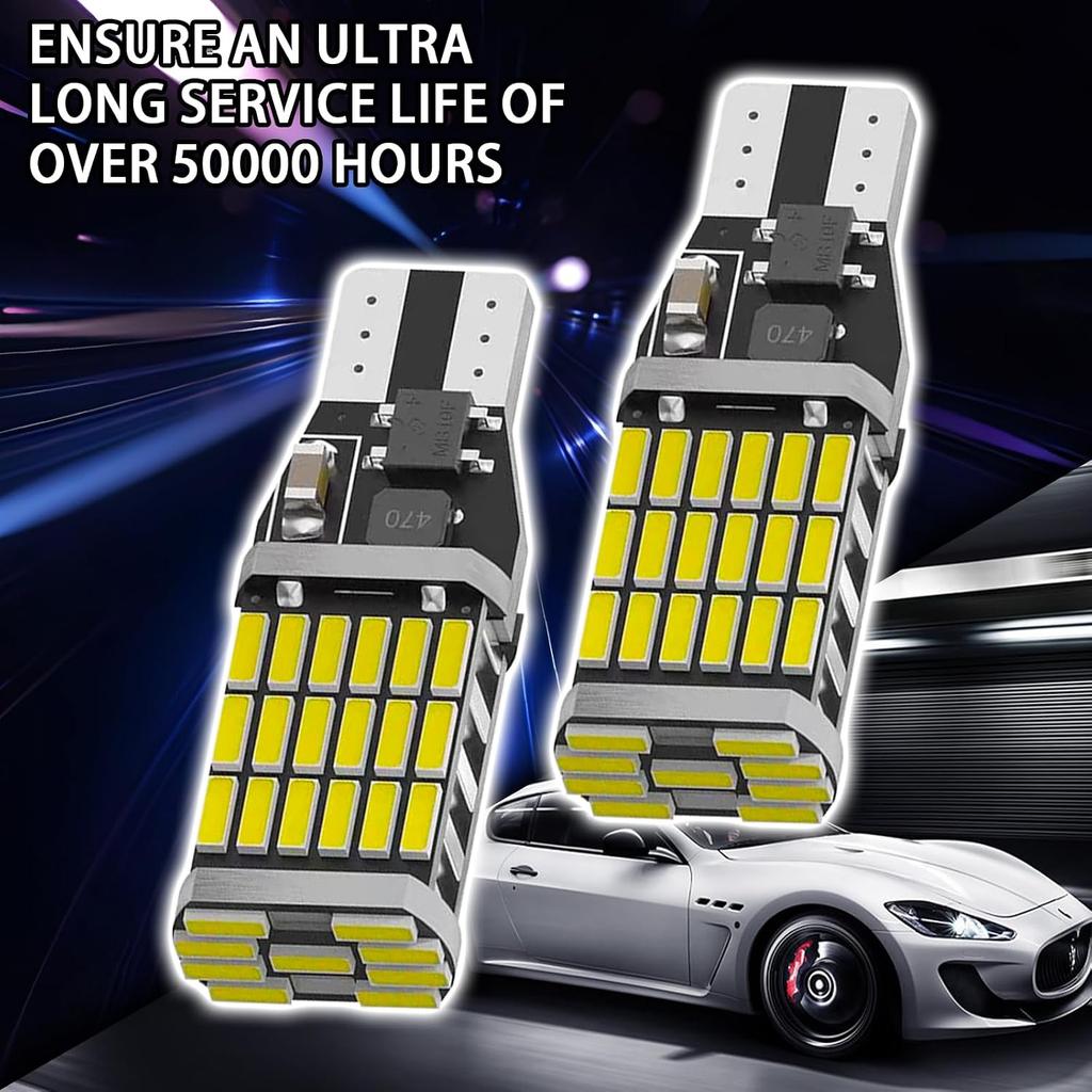 4PCS 921 912 LED Brake Lights, T15 45SMD-4014 Chipsets Backup Reverse Light Bulbs, 906 W16W Error Free Super Bright LED Bulb Replacement for Car
