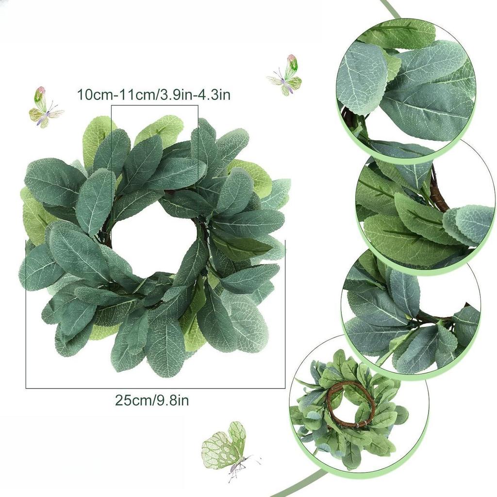 Американский имитационный венок Венок со свечами Эвкалиптовый венок Венок из самшита Украшение стола для вечеринки Венок