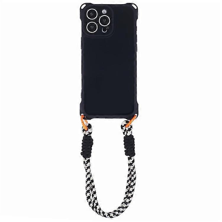 Compatible For iPhone 16 Pro Case Reinforced Corner Shockproof TPU Phone Cover with Wrist Strap