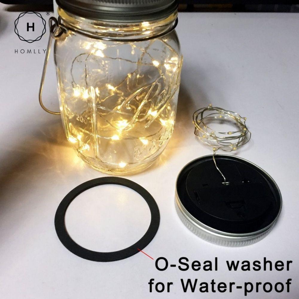 Homlly Solar Mason Jar Fairy LED Lights (X2 PCS)
