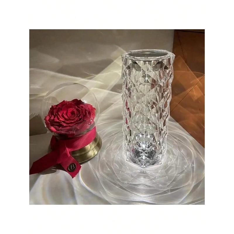 LED Rose Lamp Crystal Table Lamp 3/16 Colors Touch/Remote Diamond Romantic Christmas USB Party Night Light Projector Light